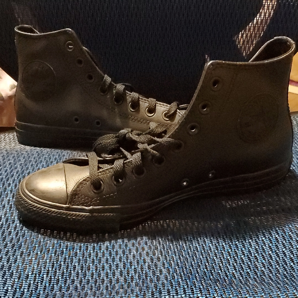 Converse Black Leather High-Top Sneakers 9